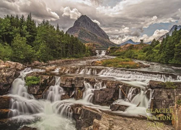 Glacier National Park Upper Swiftcurrent Falls Premium Quality 1000 Piece Jigsaw Puzzle