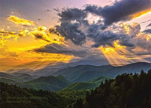 Great Smoky Mountains Sun Rays Over The Smokies